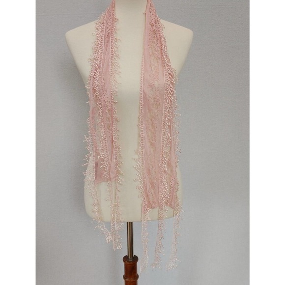 Coldwater Creek Accessories - Lacey Pink Fringe Coldwater Creek Scarf 7.5 x 54 Versatile
